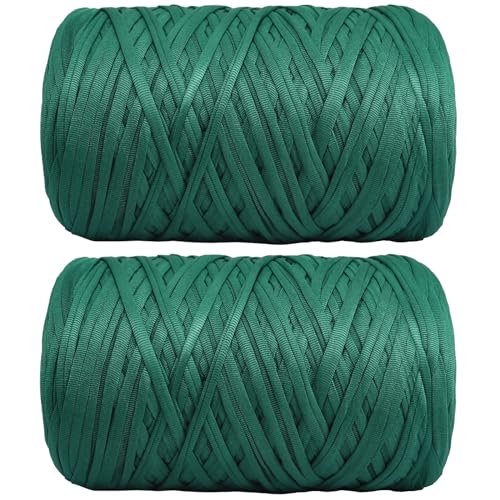 800g T-Shirt Garn elastische Stoff häkeln Tuch Garn für DIY Stricken, 130 Yards Spaghetti Garn dicke Strickgarn für Hand DIY Tasche Korb Kissen Häkeln Projekte, Home Decor（Grün） von SIMEIQI