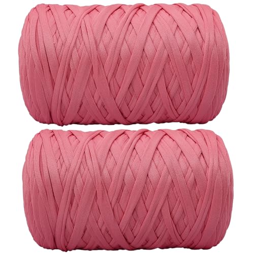 800g T-Shirt Garn elastische Stoff häkeln Tuch Garn für DIY Stricken, 130 Yards Spaghetti Garn dicke Strickgarn für Hand DIY Tasche Korb Kissen Häkeln Projekte, Home Decor（Rose Rosa） von SIMEIQI