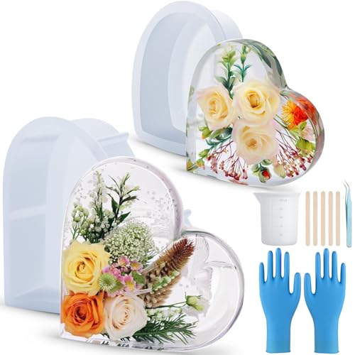 Epoxidharz-Formen aus Silikon, 2 Stück, große Herz-Silikonformen für Blumen-Konservierung, Herz-Harz-Form, Blumenstrauß, Konservierungs-Set für Harzguss, Buchstütze, Heimdekoration, DIY-Harzkunst Epoxidharz-Formen aus Silikon, 2 Stück, große Herz-Silikonformen für Blumen-Konservierung, Herz-Harz-Form, Blumenstrauß, Konservierungs-Set für Harzguss, Buchstütze, Heimdekoration, DIY-Harzkunst von SIMEIQI