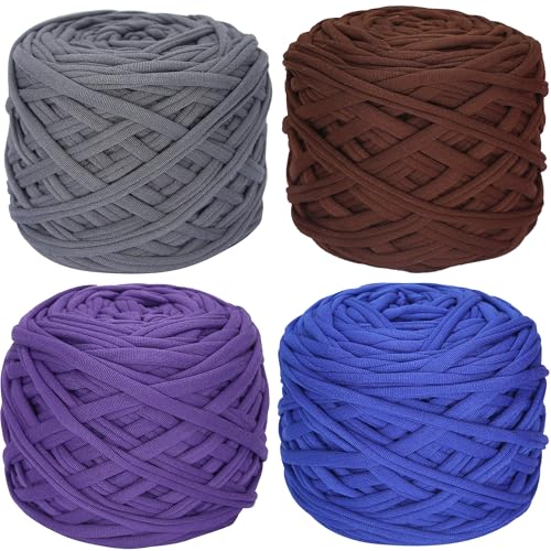 SIMEIQI 4 Stück T-Shirt-Garn, elastisches Stoff-Häkeltuch, Garn für DIY-Stricken, Spaghetti, dickes Stricken für Handarbeiten, Taschen, Korb, Kissen, Häkelprojekte, Heimdekoration, G SIMEIQI 4 Stück T-Shirt-Garn, elastisches Stoff-Häkeltuch, Garn für DIY-Stricken, Spaghetti, dickes Stricken für Handarbeiten, Taschen, Korb, Kissen, Häkelprojekte, Heimdekoration, G von SIMEIQI
