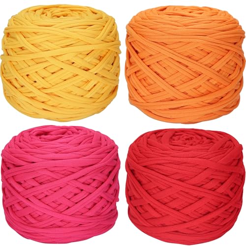 SIMEIQI 4 Stück T-Shirt-Garn, elastisches Stoff-Häkeltuch, Garn für DIY-Stricken, Spaghetti, dickes Stricken für Handarbeiten, Taschen, Korb, Kissen, Häkelprojekte, Heimdekoration C SIMEIQI 4 Stück T-Shirt-Garn, elastisches Stoff-Häkeltuch, Garn für DIY-Stricken, Spaghetti, dickes Stricken für Handarbeiten, Taschen, Korb, Kissen, Häkelprojekte, Heimdekoration C von SIMEIQI