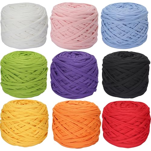SIMEIQI 9 Stück T-Shirt-Garn, elastisches Stoff-Häkelgarn für DIY-Stricken, Spaghetti-Stricken für Handarbeiten, Taschen, Korb, Kissen, Häkelprojekte, Heimdekoration SIMEIQI 9 Stück T-Shirt-Garn, elastisches Stoff-Häkelgarn für DIY-Stricken, Spaghetti-Stricken für Handarbeiten, Taschen, Korb, Kissen, Häkelprojekte, Heimdekoration von SIMEIQI