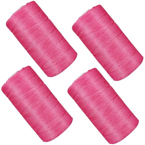 SIMEIQI Sommer-Sonnenhut-Garn zum Häkeln, Eisleinen, Seide, Handstrickgarn, leichtes Körpergarn, Polyester, hohl, für DIY, Sommer, coole Hüte, Schuhe, Taschen, Kissen, 4 Stück (Rosarot) von SIMEIQI