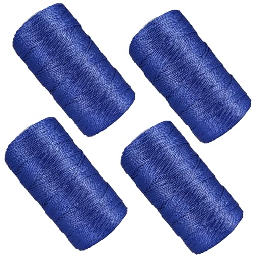SIMEIQI Sommer-Sonnenhut-Garn zum Häkeln, Eisleinen, Seide, Handstrickgarn, leichtes Körpergarn, Polyester, hohl, für DIY, Sommer, coole Hüte, Schuhe, Taschen, Kissen, 4 Stück (blau) von SIMEIQI