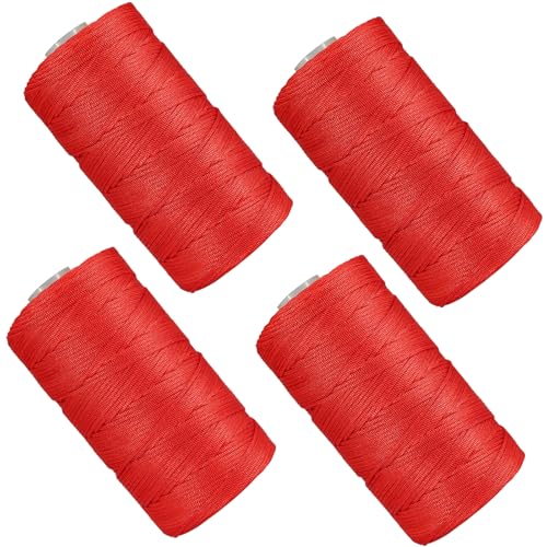 SIMEIQI Sommer-Sonnenhut-Garn zum Häkeln, Eisleinen, Seide, Handstrickgarn, leichtes Körpergarn, Polyester, hohl, für DIY, Sommer, coole Hüte, Schuhe, Taschen, Kissen, 4 Stück (rot) von SIMEIQI