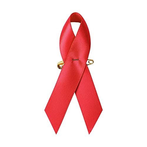 100 Stück rote Satin-Bewusstseinsbänder mit Sicherheitsnadeln zur Bekämpfung von HIV und HIV, 3,6 x 7,6 cm 100 Stück rote Satin-Bewusstseinsbänder mit Sicherheitsnadeln zur Bekämpfung von HIV und HIV, 3,6 x 7,6 cm von SIMISI RIBBON