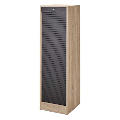 SIIMMOB Büroschrank Aktenschrank Mehrzweckschrank für Ordner A4, mit Hängeregistratur, abschließbar, 8 Fachböden, Eiche-schwarz, 41,4x44,0x140,4 cm BTH SIIMMOB Büroschrank Aktenschrank Mehrzweckschrank für Ordner A4, mit Hängeregistratur, abschließbar, 8 Fachböden, Eiche-schwarz, 41,4x44,0x140,4 cm BTH von SIMMOB