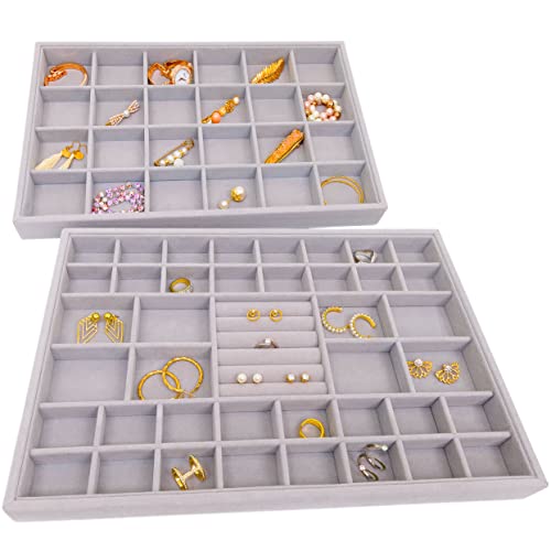SIMPLE JOY® PAX50 Schmuckeinsatz; Schmuck Organizer für Ikea PAX Kleiderschrank; Schmucktablett ersetzt Schmuckkasten Schmuckschatulle Schmucklade, Silber Grau, Samt Velours von SIMPLE JOY