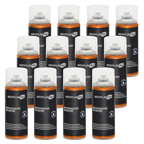 SIMPLETEK - 12 x Spraydose Spritzschutz Anti-Spatter Anti-Grip auf Wasserbasis für selbsttragende elektrische Inertgasschweißungen ohne Silikon (12 Stück) von SIMPLETEK