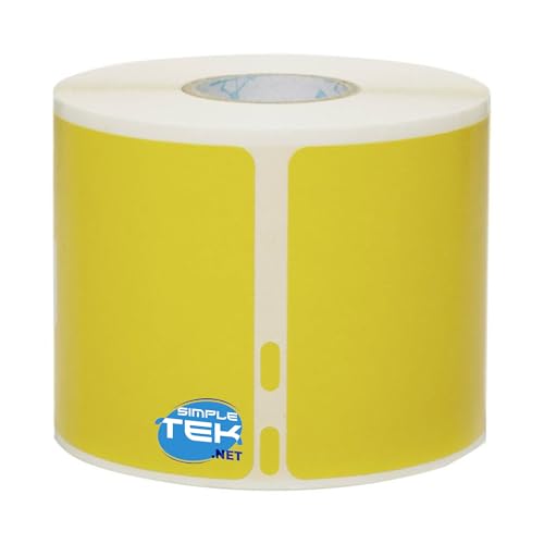 SIMPLETEK - Rolle mit 220 gelben Thermoetiketten 101 × 54 mm (2,1″ × 4″), kompatibel mit SLP‑620, SLP‑650 und LabelWriter Twin Turbo Druckern von SIMPLETEK