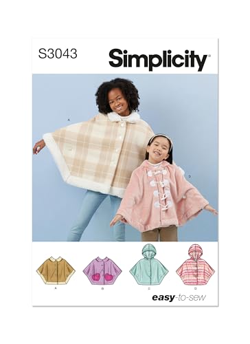 SIMPLICITY Schnittmuster SS3043K5 Ponchos für Kinder und Mädchen K5 (7-8-10-12-14) von SIMPLICITY