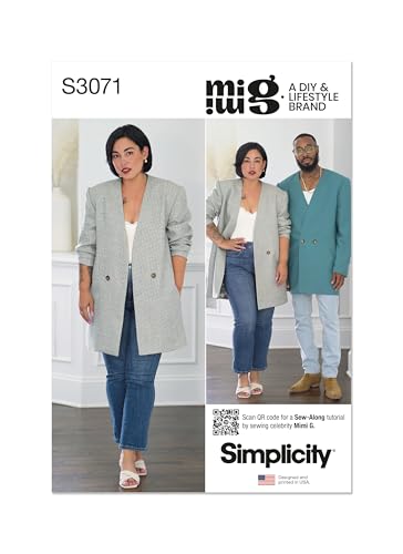 SIMPLICITY Schnittmuster SS3071A Uni Blazer von Mimi G Stil A (XS-S-M-L-XL-XXL) von SIMPLICITY