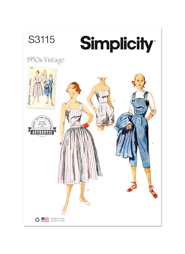 SIMPLICITY Schnittmuster SS3115H5 zweiteiliger Spielanzug für Damen in zwei Längen und Rock H5 (34-36-38-40-42) von SIMPLICITY
