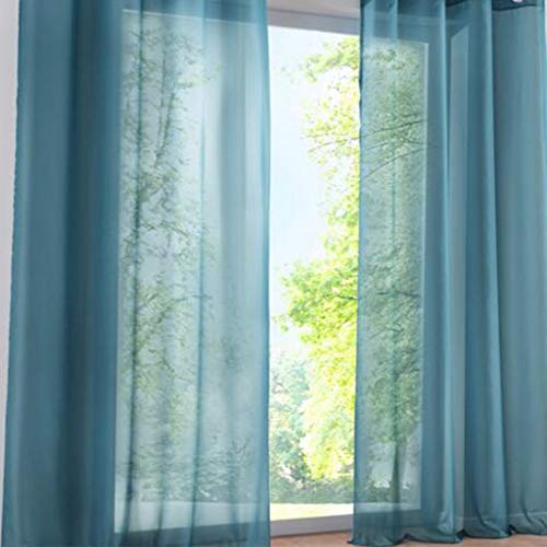 SIMPVALE 2 Stücks Voile Vorhänge zu Gürtelschlaufe transparent Vorhänge Fenster Balkon aus,Blau,140x270cm von SIMPVALE