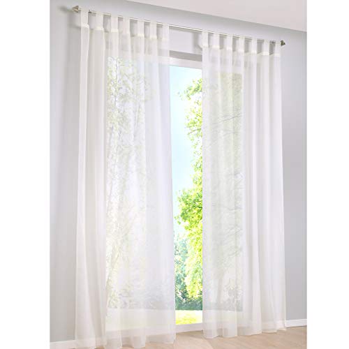 SIMPVALE 2 Stücks Voile Vorhänge zu Gürtelschlaufe transparent Vorhänge Fenster Balkon aus,Cremefarben,140x250cm von SIMPVALE