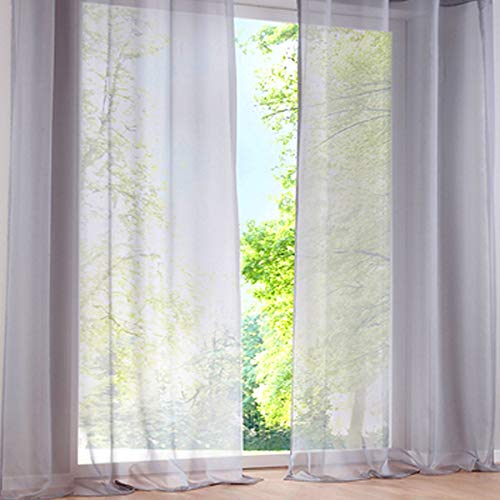 SIMPVALE 2 Stücks Voile Vorhänge zu Gürtelschlaufe transparent Vorhänge Fenster Balkon aus,Grau,140x250cm von SIMPVALE