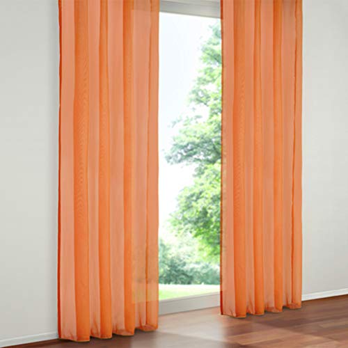 SIMPVALE 2 Stücks Voile Vorhänge zu Gürtelschlaufe transparent Vorhänge Fenster Balkon aus,Orange,140x250cm von SIMPVALE