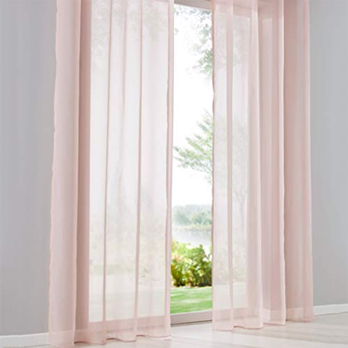 SIMPVALE 2 Stücks Voile Vorhänge zu Gürtelschlaufe transparent Vorhänge Fenster Balkon aus,Rose,140x250cm von SIMPVALE