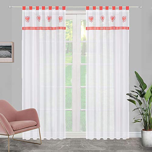 SIMPVALE 2er Set Vorhänge mit Schlaufen - Gardine Voile mit süßem Herz Stickerei - Fensterbehandlung für Schlafzimmer Wohnzimmer Kinderzimmer Balkon, Rot, 140x145cm SIMPVALE 2er Set Vorhänge mit Schlaufen - Gardine Voile mit süßem Herz Stickerei - Fensterbehandlung für Schlafzimmer Wohnzimmer Kinderzimmer Balkon, Rot, 140x145cm von SIMPVALE