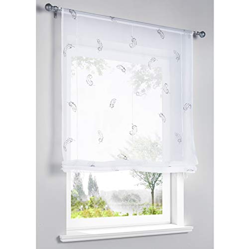 SIMPVALE Gardinen, Fenstervorhang mit Federn Bestickt Voile-Vorhänge für Schlafzimmer, Wohnzimmer, Balkon, Roman Blinds, 100x140cm SIMPVALE Gardinen, Fenstervorhang mit Federn Bestickt Voile-Vorhänge für Schlafzimmer, Wohnzimmer, Balkon, Roman Blinds, 100x140cm von SIMPVALE