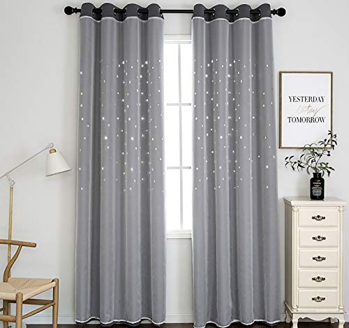 SIMPVALE Vorhang Blickdicht Gardine Kinderzimmer Sternen Mond Verdunklungsvorhänge Doppelschicht Fenstervorhänge mit Ösen für Schlafzimmer Wohnzimmer Küch, 1 Stück, Grau, B140 x H160cm SIMPVALE Vorhang Blickdicht Gardine Kinderzimmer Sternen Mond Verdunklungsvorhänge Doppelschicht Fenstervorhänge mit Ösen für Schlafzimmer Wohnzimmer Küch, 1 Stück, Grau, B140 x H160cm von SIMPVALE