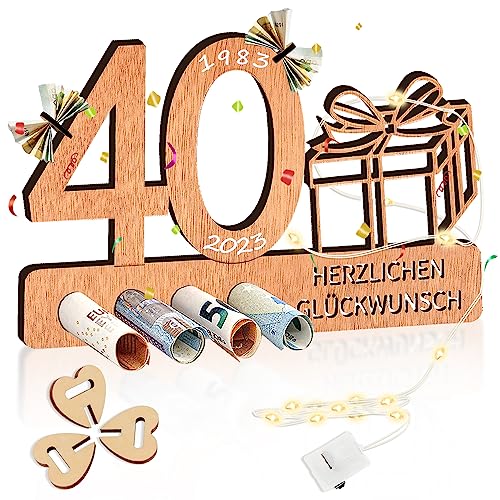 Gästebuch 40 Geburtstag Holz, Geschenk zum 40.Geburtstag Mann Frau 30cm x 20cm Holzschilder, 40 Jahre Geschenke und Gästebuch fur Geburtstag Jubiläum, Geburtstagsdeko, Deko Zahlen Geburtstagsgeschenk von SIMSPEAR