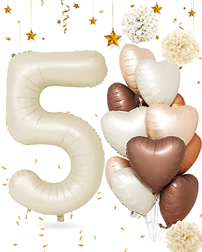 Luftballon 5. Geburtstag, Luftballons Zahl 5 Beige Folienballon 5 82cm Groß Folienballon Zahl 5 Beige Herzballon Sternballon für Mädchen Junge Baby Geburtstag Luftballon Deko Hochzeit Party Dekoration Luftballon 5. Geburtstag, Luftballons Zahl 5 Beige Folienballon 5 82cm Groß Folienballon Zahl 5 Beige Herzballon Sternballon für Mädchen Junge Baby Geburtstag Luftballon Deko Hochzeit Party Dekoration von SIMSPEAR