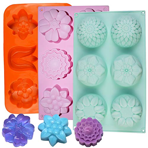 3 Stück Silikon-Backformen, in Blumenform, 6 Kuchen-Formen für Zuckerguss, Eiswürfel, Farbe Violett, homemade Cupcakes, Schokoladenkuchen, Orange Blau Rosa 3 Stück Silikon-Backformen, in Blumenform, 6 Kuchen-Formen für Zuckerguss, Eiswürfel, Farbe Violett, homemade Cupcakes, Schokoladenkuchen, Orange Blau Rosa von SIMUER