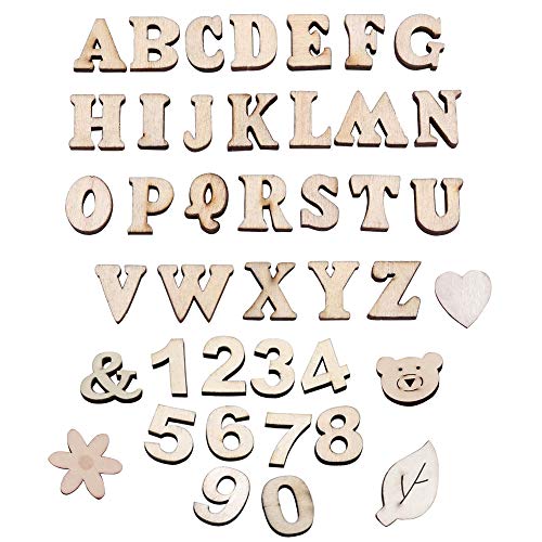 Holzbuchstaben Großbuchstaben, 60 Stück Alphabet Und Nummer Buchstaben aus Holz, Symbol aus Holz, Kid Holzspielzeug Lernspielzeug von SIMUER