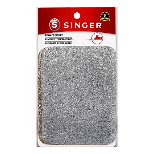 SINGER 00130 Glitter Iron-On Patches Aufnäher/Bügelbild, Polyester-Mischung, Gold/Silber Glitzer, 3.75” x 5” inches von Singer