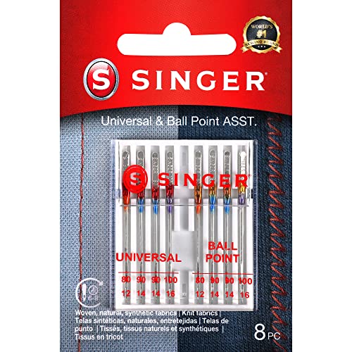 SINGER Sewing Machine Needles Maschinennadeln, Sonstige, Mehrfarbig, 1 Pack, 8 von SINGER
