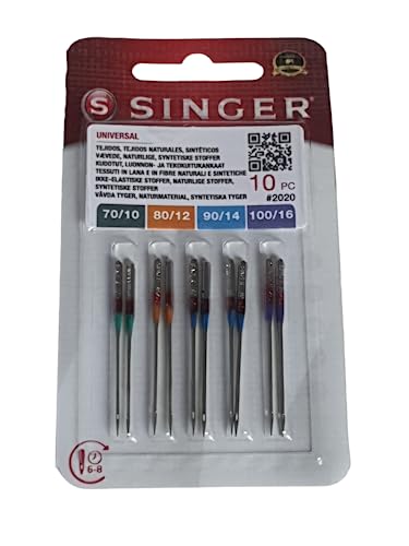 Singer N2020B10AS823R Universalnadel 2020 Mix 10er Nadel, Metall, Silber, 7 x 0,03 x 4 cm von Singer