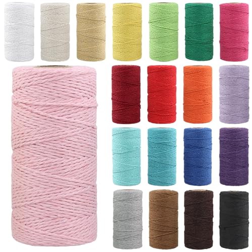 SINJEUN 20 Stück Makramee Garn 2 mm x 100 m, 20 Farben Baumwollseil Baumwollgarn Bunt, Makramee Baumwollkordel Baumwollschnur für DIY Handwerk SINJEUN 20 Stück Makramee Garn 2 mm x 100 m, 20 Farben Baumwollseil Baumwollgarn Bunt, Makramee Baumwollkordel Baumwollschnur für DIY Handwerk von SINJEUN