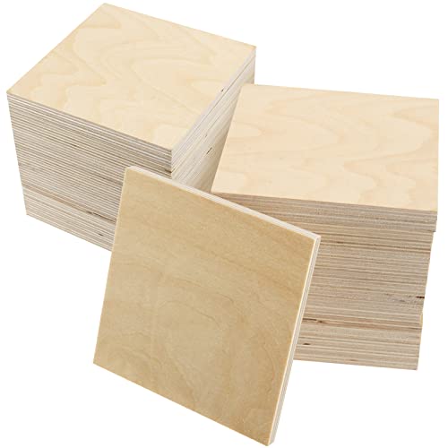 SINJEUN 30 Stück Quadratisch Sperrholzplatte, 100 x 100 x 6 mm Holzplatte zum Basteln, Blanko Holzquadrate Holz Platte Sperrholz für Handwerk, DIY-Projekte von SINJEUN