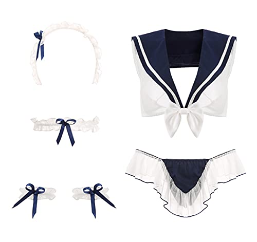 SINMIUANIME Dienstmädchenkleider, sexy Matrosenkragen, Netzstoff, Spitze, Bikini, Studenten-Uniform, Kleid, sexy Cosplay-Dessous, 6911 Blau, Einheitsgröße SINMIUANIME Dienstmädchenkleider, sexy Matrosenkragen, Netzstoff, Spitze, Bikini, Studenten-Uniform, Kleid, sexy Cosplay-Dessous, 6911 Blau, Einheitsgröße von SINMIUANIME
