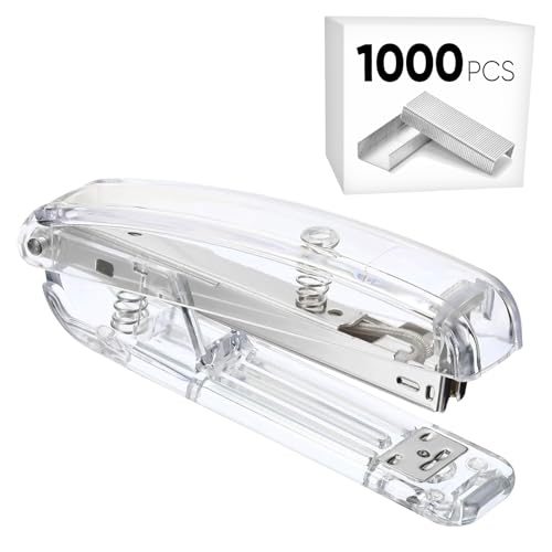 Schreibtischhefter mit 1000 Heftklammern 24/6, transparent, transparent, langlebig, Acryl, modische Form, für Büro, Zuhause, Schule, silberfarben Schreibtischhefter mit 1000 Heftklammern 24/6, transparent, transparent, langlebig, Acryl, modische Form, für Büro, Zuhause, Schule, silberfarben von SINORS