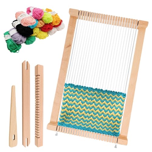 Webrahmen Kinder,Holz Webstuhl Set,DIY Holz Webrahmen Set,Webstuhl Handarbeits,Weben für Kinder von 4–12 Jahren,Ein Perfekter Schulwebrahmen für Schüler und Anfänger von SINRAD
