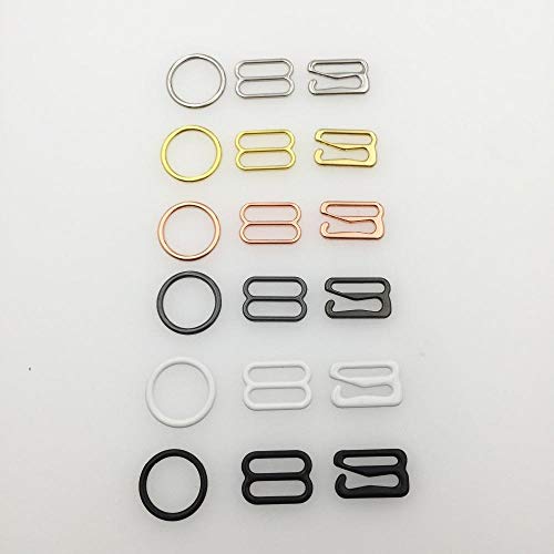 SINS 20-teilige Metall-BH- Riemen- Einstellschnallen Unterwäsche-Schieberegler Ringe Clips für Dessous-Einstellzubehör, schwarzer Schieberegler, 15 mm von SINS