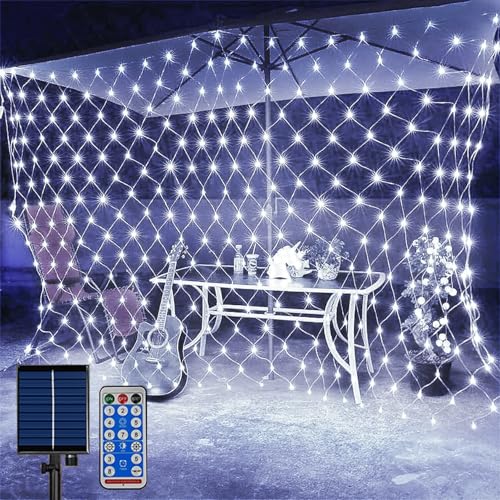 SIOOUI Solar-Netzlichter für den Außenbereich, 3 m x 2 m, 192 LEDs, solarbetriebene Netzlichter mit Fernbedienung, 8 Modi, wasserdichte Netz-Lichterkette für Garten, Balkon, Zaun, Hof, Dekor (weiß) SIOOUI Solar-Netzlichter für den Außenbereich, 3 m x 2 m, 192 LEDs, solarbetriebene Netzlichter mit Fernbedienung, 8 Modi, wasserdichte Netz-Lichterkette für Garten, Balkon, Zaun, Hof, Dekor (weiß) von SIOOUI