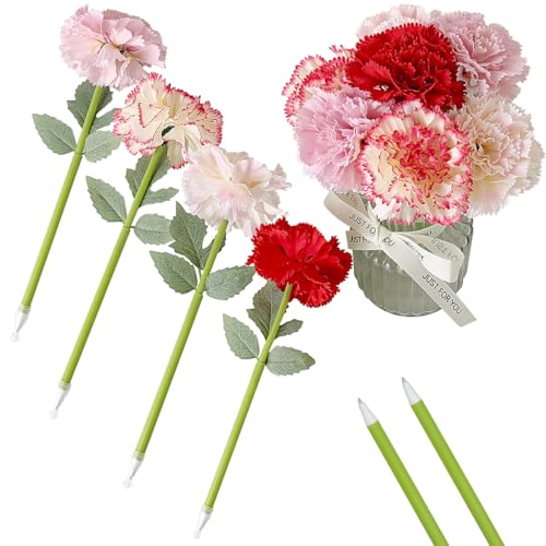 12 Stück kreative künstliche Blumen Kugelschreiber Nelke Blume Stifte blaue Tinte Stift für Valentinstag Hochzeit Dekorationen Büro Schulbedarf – Mehrfarbig von SIPLIV