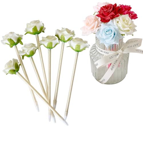 12 Stück kreative künstliche Blumen Kugelschreiber Rose Blume Stifte schwarze Tinte Stift für Valentinstag Hochzeit Dekorationen Büro Schulbedarf – Weiß von SIPLIV