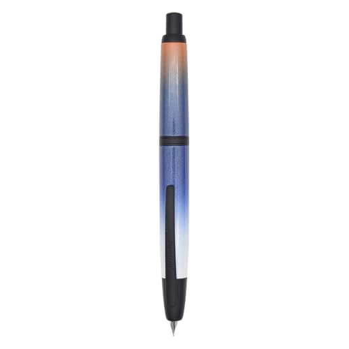Jinhao 10 Press Füllfederhalter, einziehbarer Metall-Füllfederhalter, feine Feder (0,5 mm), mit Tintenkonverter, Farbverlauf, Blau und Schwarz von SIPLIV