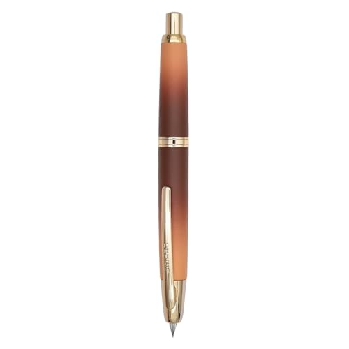 Jinhao 10 Press Füllfederhalter, einziehbarer Metall-Füllfederhalter, feine Feder (0,5 mm), mit Tintenkonverter, Farbverlauf, Braun von SIPLIV