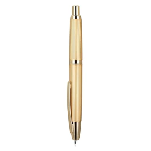 Jinhao 10 Press Füllfederhalter, einziehbarer Metall-Füllfederhalter, feine Feder (0,5 mm) mit Tintenkonverter, gestreiftes Gold von SIPLIV