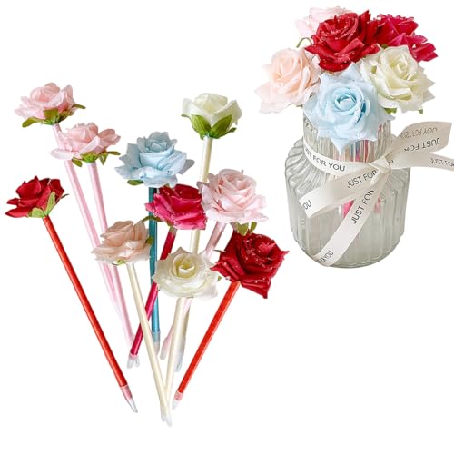Kreative Kunstblumen, Kugelschreiber, Rosenblüte, schwarze Tinte, Stift für Valentinstag, Hochzeit, Dekorationen, Büro, Schulbedarf, 12 Stück von SIPLIV