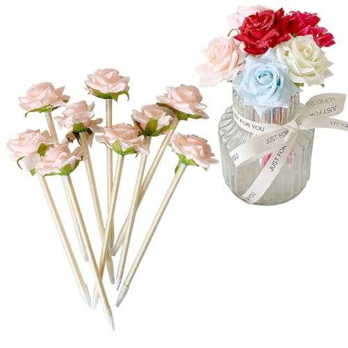 Kreative Kunstblumen, Kugelschreiber, Rosenblüte, schwarze Tinte, Stift für Valentinstag, Hochzeit, Dekorationen, Büro, Schulbedarf, Champagner-Gold, 12 Stück von SIPLIV