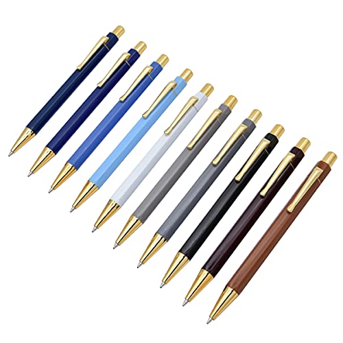 SIPLIV 10 Stück Klick-Kugelschreiber aus Metall, einziehbarer Stift, Glitzer-Kugelschreiber mit blauer Tinte, Bürobedarf, Geschenk-Stifte für Weihnachten, Hochzeit – Gold, dunkle Farbe von SIPLIV