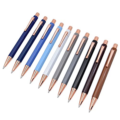 SIPLIV 10 Stück Klick-Kugelschreiber aus Metall, einziehbarer Stift, Glitzer-Kugelschreiber mit blauer Tinte, Bürobedarf, Geschenk-Stifte für Weihnachten, Hochzeit – rotgold, dunkle Farbe von SIPLIV
