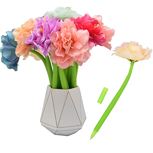 SIPLIV Gelschreiber, kreative künstliche Blumen, Geltinte, Kugelschreiber, flüssig, schwarz, 0,5 mm, Gel-Tintenroller für Mädchen und Frauen, Büro, Schulbedarf, Pfingstrose von SIPLIV