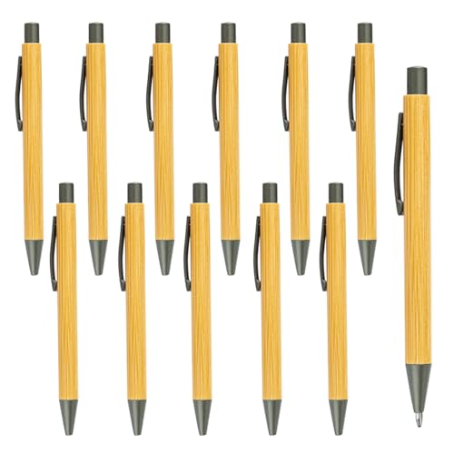 SIPLIV 24 Stück Bambus Kugelschreiber Einziehbare Click Ball Stifte mit schwarzer Tinte, Holz Bambus Stift Glattes Schreiben Stifte für Schule Büro, Stil B SIPLIV 24 Stück Bambus Kugelschreiber Einziehbare Click Ball Stifte mit schwarzer Tinte, Holz Bambus Stift Glattes Schreiben Stifte für Schule Büro, Stil B von SIPLIV